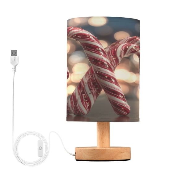 Table Lamp Desk Lamp Bedside Lamp LED Lamp Night Light With USB Charging Interface for Home Bedroom Living Room Beautiful Christmas Candy Canes