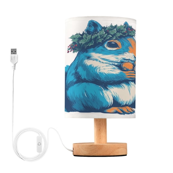 Table Lamp Desk Lamp Bedside Lamp LED Lamp Night Light With USB Charging Interface for Home Bedroom Living Room Cute Blue Squirrel