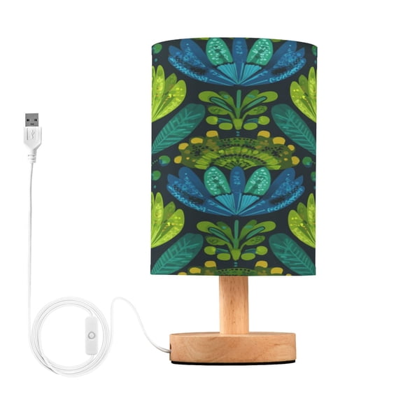 Table Lamp Desk Lamp Bedside Lamp LED Lamp Night Light With USB Charging Interface for Home Bedroom Living Room Emerald Tulip Bold Pattern