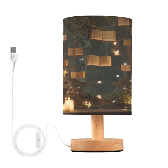 Table Lamp Desk Lamp Bedside Lamp LED Lamp Night Light With USB Charging Interface for Home Bedroom Living Room Enchanted Forest Library Books