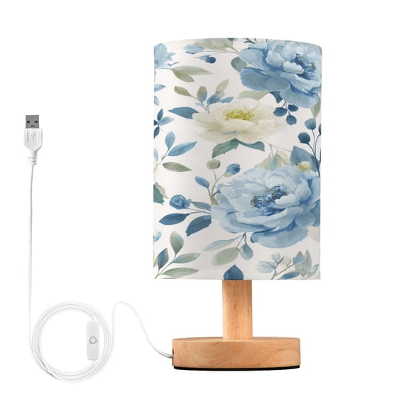Table Lamp Desk Lamp Bedside Lamp LED Lamp Night Light With USB Charging Interface for Home Bedroom Living Room Endless Blue White Floral