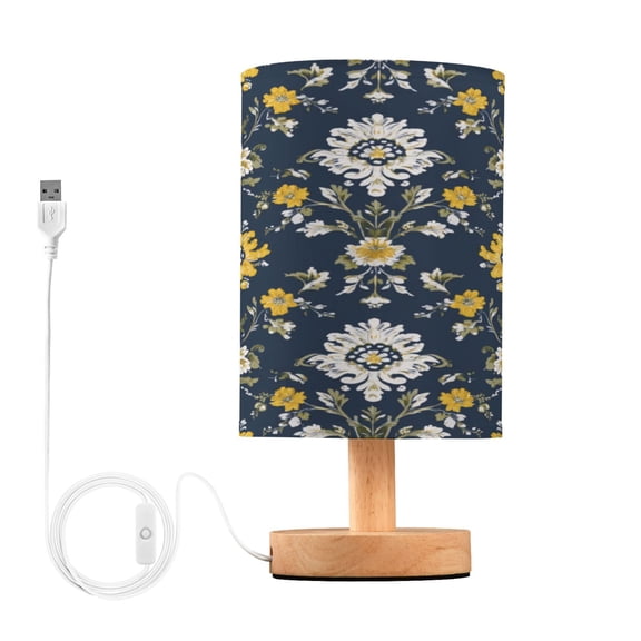 Table Lamp Desk Lamp Bedside Lamp LED Lamp Night Light With USB Charging Interface for Home Bedroom Living Room Indigo Flora Sunlit Petals