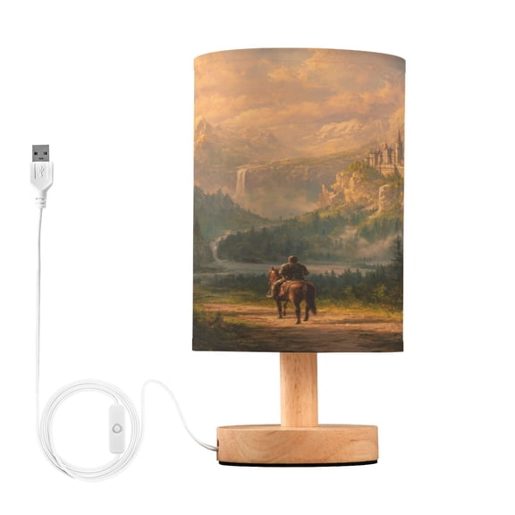 Table Lamp Desk Lamp Bedside Lamp LED Lamp Night Light With USB Charging Interface for Home Bedroom Living Room Knight Horseback Mountain Road