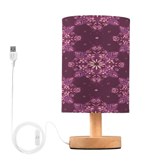 Table Lamp Desk Lamp Bedside Lamp LED Lamp Night Light With USB Charging Interface for Home Bedroom Living Room Plum Purple Geometric Blooms