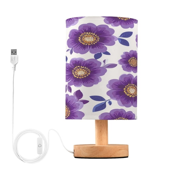 Table Lamp Desk Lamp Bedside Lamp LED Lamp Night Light With USB Charging Interface for Home Bedroom Living Room Retro Groovy Purple Daisies