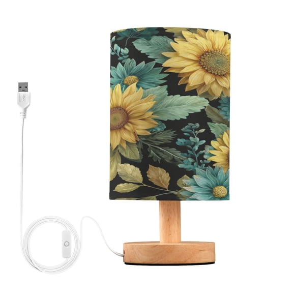 Table Lamp Desk Lamp Bedside Lamp LED Lamp Night Light With USB Charging Interface for Home Bedroom Living Room Sage Leaf Sunflowers