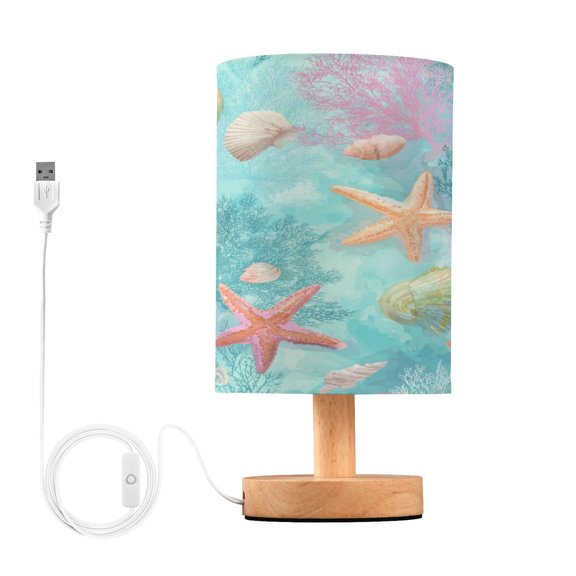 Table Lamp Desk Lamp Bedside Lamp LED Lamp Night Light With USB Charging Interface for Home Bedroom Living Room Seamless Coral Reef Map