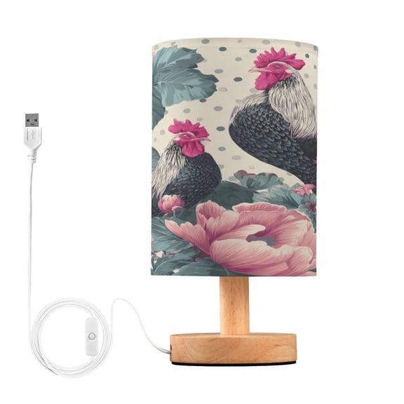 Table Lamp Desk Lamp Bedside Lamp LED Lamp Night Light With USB Charging Interface for Home Bedroom Living Room Seamless Pattern Roosters