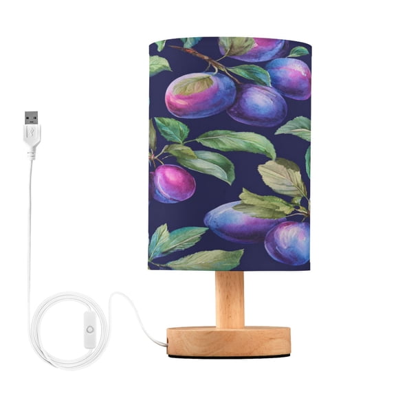 Table Lamp Desk Lamp Bedside Lamp LED Lamp Night Light With USB Charging Interface for Home Bedroom Living Room Watercolor Seamless Plums