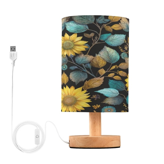Table Lamp Desk Lamp Bedside Lamp LED Lamp Night Light With USB Charging Interface for Home Bedroom Living Room Yellow Sage Leaf Pattern