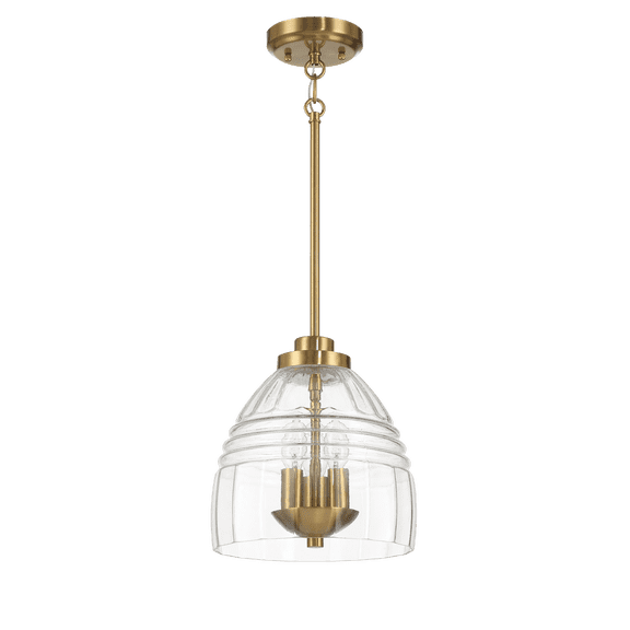 Table Lamp Ember Three Candle Lights Chain Pendant With Clear Glass - Satin Brass,Bedroom Lamp