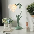 thumbnail image 1 of Table Lamp Flower Lily Shaped Glass Green Desk Light  Decor Atmosphere Light, 1 of 12