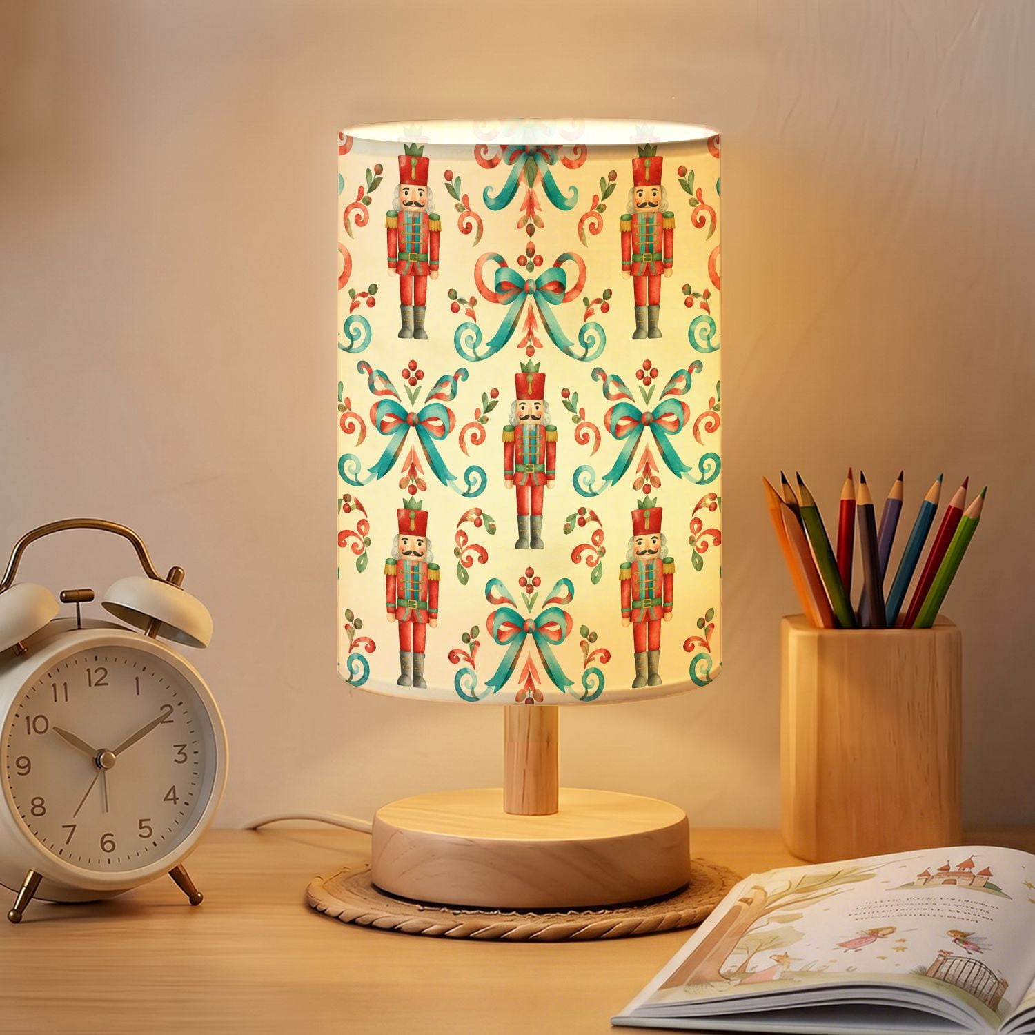 Bedside Table Spring Style Table Lamp Holiday Nutcracker Soldiers 16 Color Dimmable Colorful Bow ...