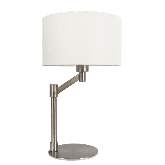 Table Lamp Horizon Brushed Nickel Table Lamp with On/Off Switch Curved Metal Base Linen Shade,Bedroom Lamp