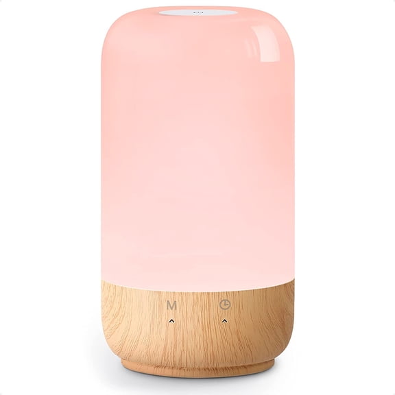 Table Lamp, LED Touch Lamp for Bedroom, Dimmable Bedside Night Light with Auto-off Timer, 350lm Tunable Soft Warm White, Daylight Cool White, RGB Color Changing Mood Lighting, Wood Grain