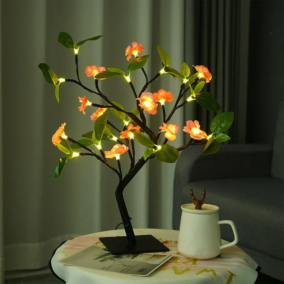 Table Lamp LED Tree Lamp,Decorative Bedside Light,Peach Blossom Design,Romantic Gift,USB Powered,Glowing Model,Indoor Decor,Night Light,Home Decoration,Tabletop Lamp Holiday Gifts