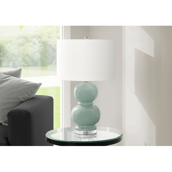 Table Lamp Lighting, 25"h, Blue Ceramic, Ivory / Cream Shade, Contemporary,Bedroom Lamp