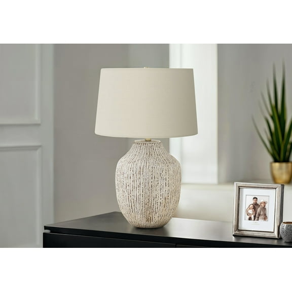 Table Lamp Lighting, 26"h, Table Lamp, Cream Ceramic, Ivory / Cream Shade, Transitional,LED Lamp