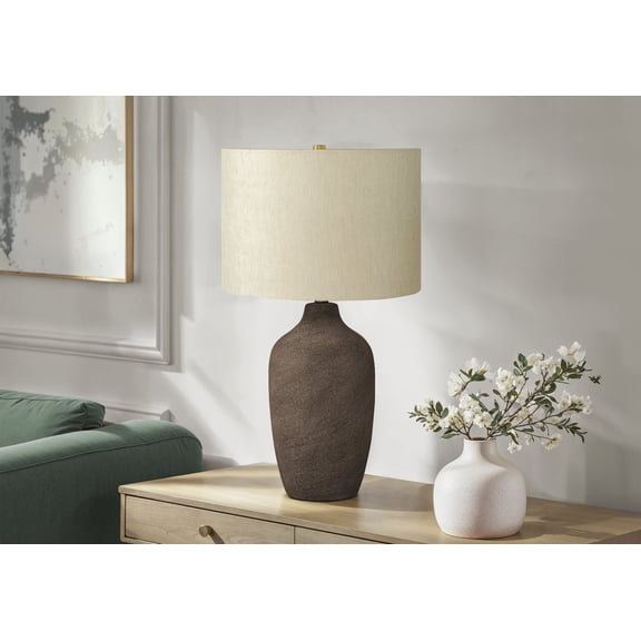 Table Lamp Lighting, 27"h, Table Lamp, Grey Ceramic, Beige Shade, Contemporary,LED Lamp