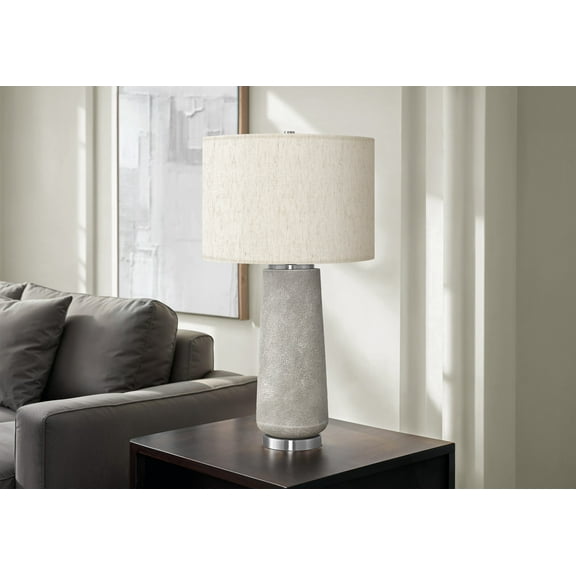 Table Lamp Lighting, 29"h, Table Lamp, Grey Resin, Ivory / Cream Shade, Modern,Bedroom Lamp