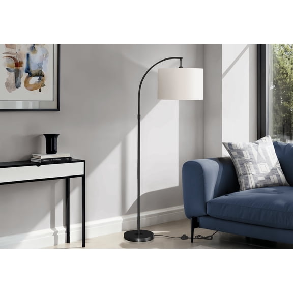Table Lamp Lighting, 65"h, Floor Lamp, Black Metal, Ivory / Cream Shade, Contemporary,LED Lamp