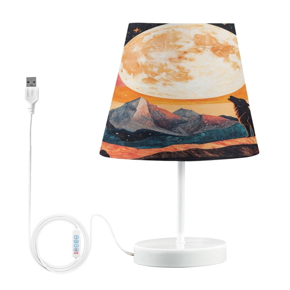 Table Lamp Medium 7.9x11.8 Inches Table Lamps Night Light Tools & Home Improvement Bedroom Lamp Guest Room Lamp Study Lamp Office Lamp Black Wolf under The Moon