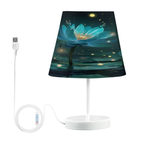 Table Lamp Medium 7.9x11.8 Inches Table Lamps Night Light Tools & Home Improvement Bedroom Lamp Guest Room Lamp Study Lamp Office Lamp Blue Lotus Fireflies