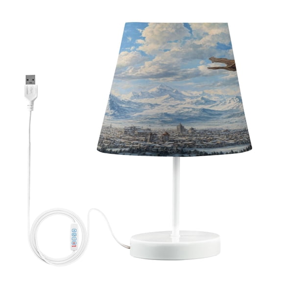 Table Lamp Medium 7.9x11.8 Inches Table Lamps Night Light Tools & Home Improvement Bedroom Lamp Guest Room Lamp Study Lamp Office Lamp Dragon Flying Medieval Town