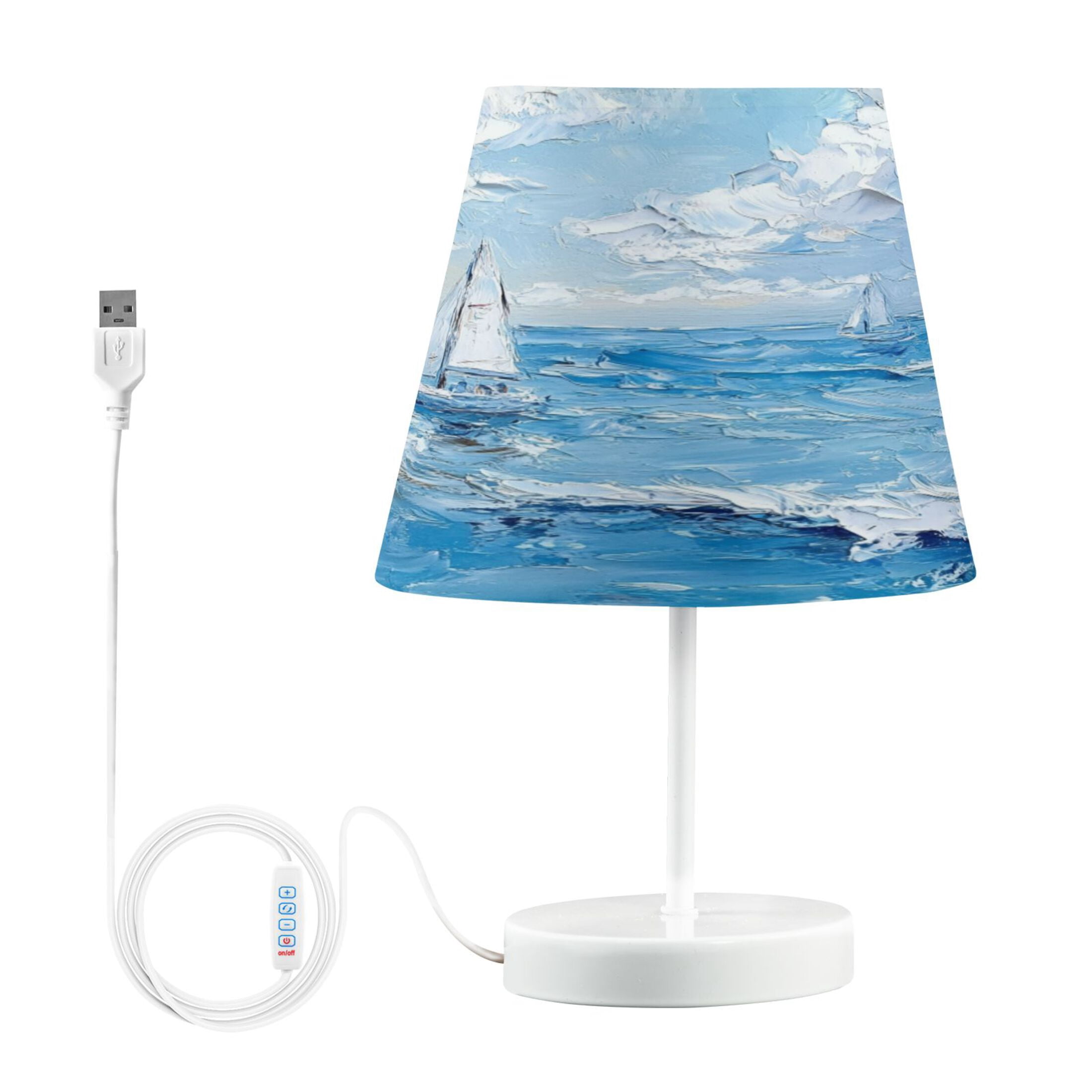 Table Lamp Medium 7.9x11.8 Inches Table Lamps Night Light Tools & Home Improvement Bedroom Lamp Guest Room Lamp Study Lamp Office Lamp Oil Painting Sea
