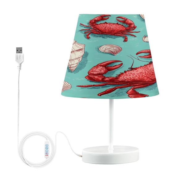 Table Lamp Medium 7.9x11.8 Inches Table Lamps Night Light Tools & Home Improvement Bedroom Lamp Guest Room Lamp Study Lamp Office Lamp Red Crabs and Shells Art