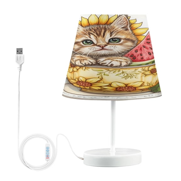 Table Lamp Medium 7.9x11.8 Inches Table Lamps Night Light Tools & Home Improvement Bedroom Lamp Guest Room Lamp Study Lamp Office Lamp Teacup Orange Cat
