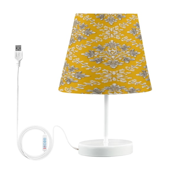 Table Lamp Medium 7.9x11.8 Inches Table Lamps Night Light Tools & Home Improvement Bedroom Lamp Guest Room Lamp Study Lamp Office Lamp Yellow Scroll Pattern