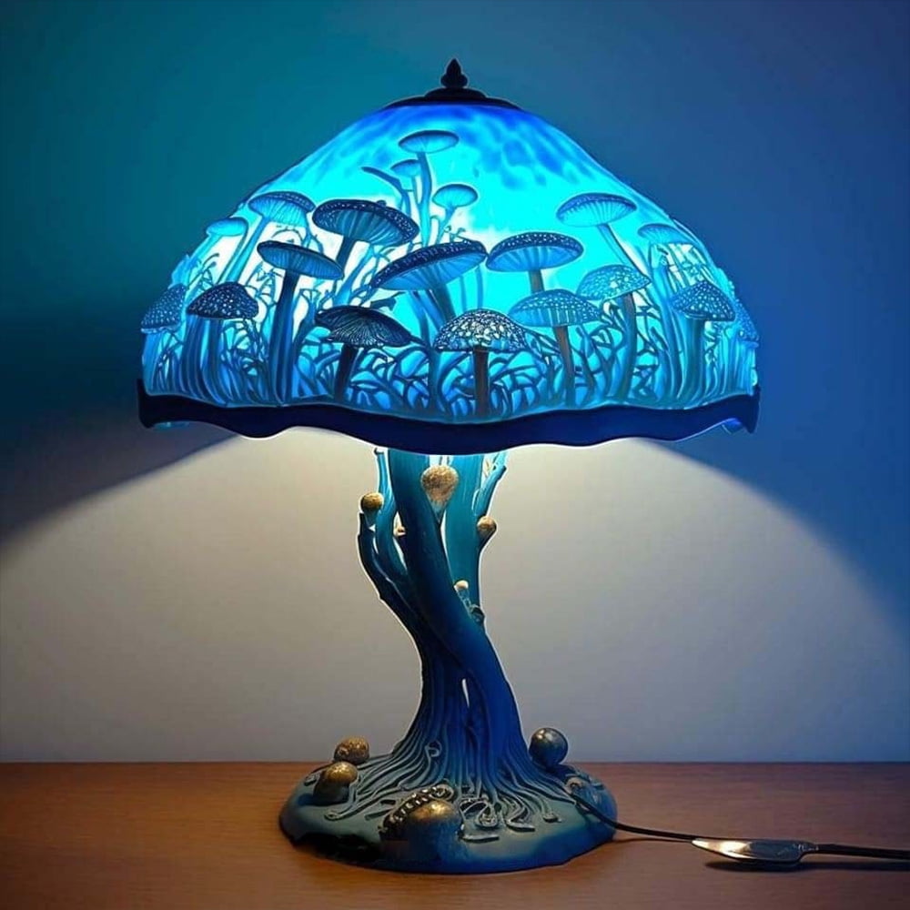 Table Lamp Nightstand Lamps Painting Mushroom Table Lamps Bohemian Resin Night Light Lava Lamp