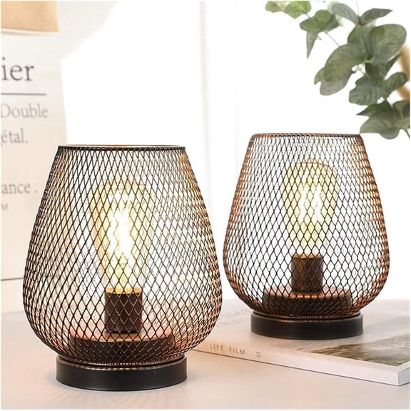 Table Lamp Reading Lamp Nordic Industrial Style Birdcage Decorative Table Lamp Personality Iron Crafts Wire Mesh LED Night Light Bedroom Nightstand Lamp