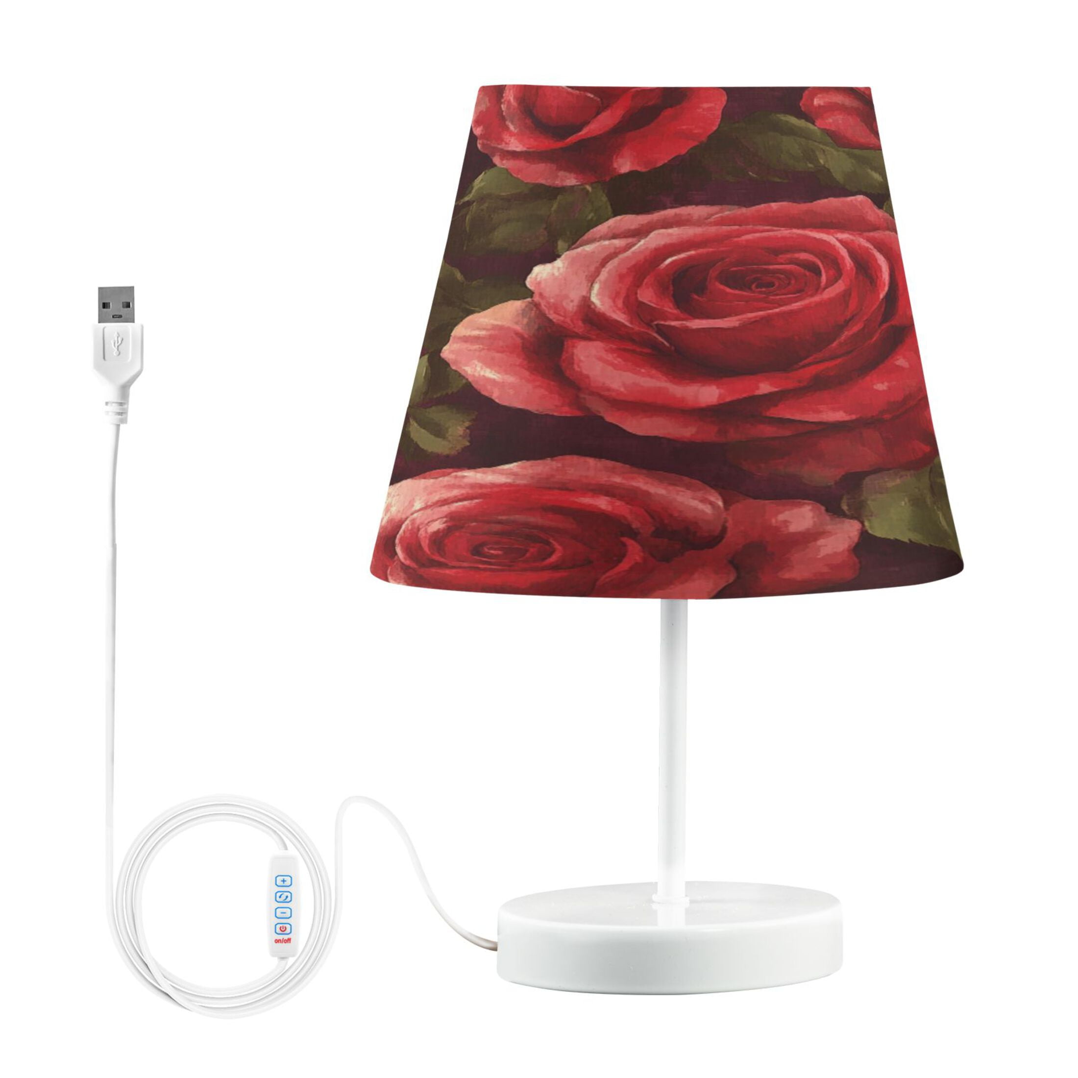 Table Lamp Small 5.9x10.8 Inches Table Lamps Night Light Tools & Home Improvement Bedroom Lamp Guest Room Lamp Study Lamp Office Lamp Beautiful Oil Painting Rose