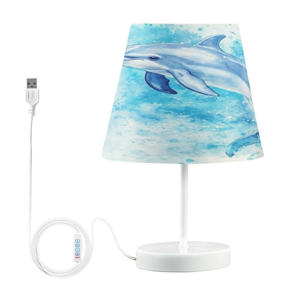 Table Lamp Small 5.9x10.8 Inches Table Lamps Night Light Tools & Home Improvement Bedroom Lamp Guest Room Lamp Study Lamp Office Lamp Blue Watercolor Dolphin