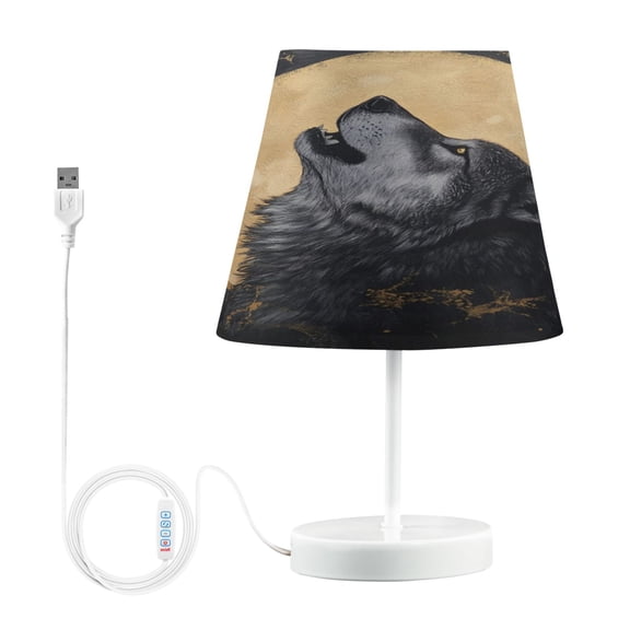Table Lamp Small 5.9x10.8 Inches Table Lamps Night Light Tools & Home Improvement Bedroom Lamp Guest Room Lamp Study Lamp Office Lamp Gray Wolf under The Moon