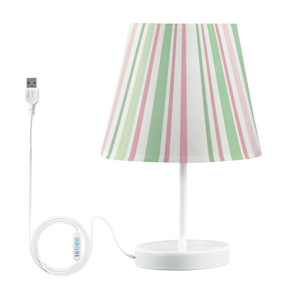 Table Lamp Small 5.9x10.8 Inches Table Lamps Night Light Tools & Home Improvement Bedroom Lamp Guest Room Lamp Study Lamp Office Lamp Pink and Green Stripes