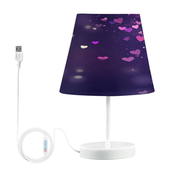 Table Lamp Small 5.9x10.8 Inches Table Lamps Night Light Tools & Home Improvement Bedroom Lamp Guest Room Lamp Study Lamp Office Lamp Pretty Purple Heart Pattern