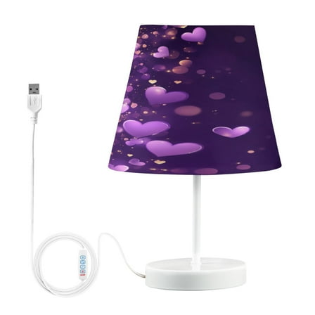 Table Lamp Small 5.9x10.8 Inches Table Lamps Night Light Tools & Home Improvement Bedroom Lamp Guest Room Lamp Study Lamp Office Lamp Purple Cute Heart Pattern
