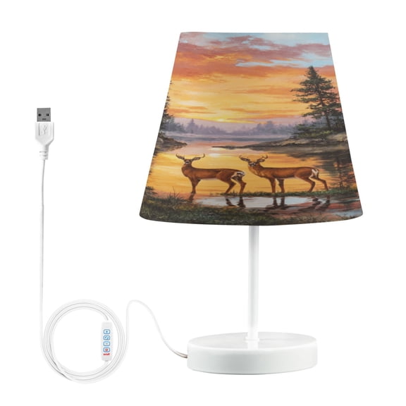 Table Lamp Small 5.9x10.8 Inches Table Lamps Night Light Tools & Home Improvement Bedroom Lamp Guest Room Lamp Study Lamp Office Lamp Two Deer by Lake