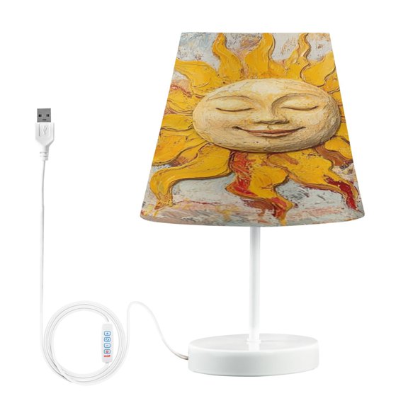 Table Lamp Small 5.9x10.8 Inches Table Lamps Night Light Tools & Home Improvement Bedroom Lamp Guest Room Lamp Study Lamp Office Lamp Yellow Smiling Sun Pattern