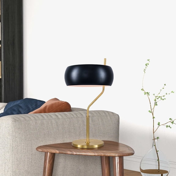 Table Lamp Small Minimalist Wooden Table Lamp Dimmable Table Lamp Fast Delivery Small Bedside Lamps for Night Stands, Living Room, Office,Study Room, Flux Table Lamp - Black Outer - White Inner 110~1