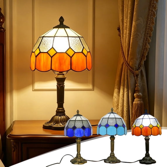Table Lamp Stained Glass Art Decorative Bedside Light 14in Colorful Warm Night Light for Bedroom Living Room Home Decor by Xuniizn