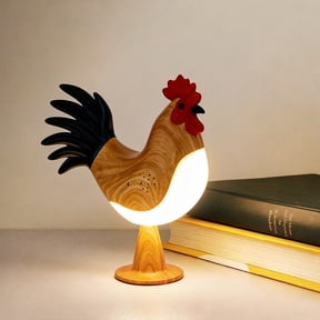 Table Lamp, Touch Control Rooster Lamps, Bedside Lamp, Chicken Night Light, Cordless Small Desk Lamps Battery Operated Nightstand Lamp, 3-Way Dimmable Light, Rechargeable Decorative Desk Lamp