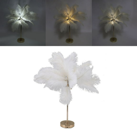 Table Lamp Touch Switch USB Ostrich Lamp 3 Color Dimming Desk Lamp with Metal Base