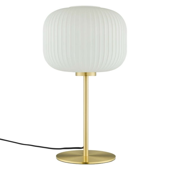 Table Lamp, White Gold, Glass, Modern Contemporary, Mid Century Living Kitchen Cafe Bistro Restaurant Hospitality