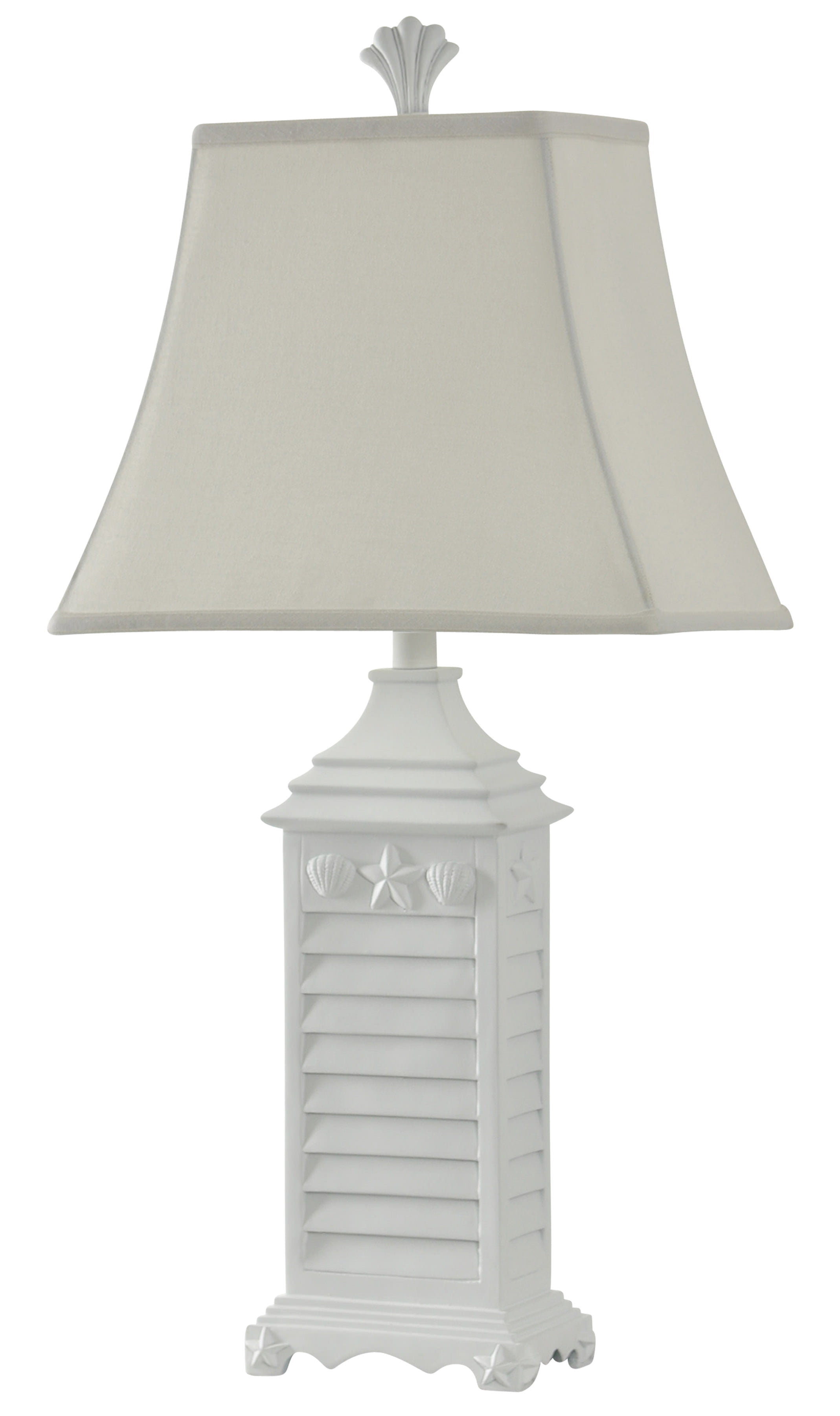 White Coastal Poly Table Lamp with Fabric Shade