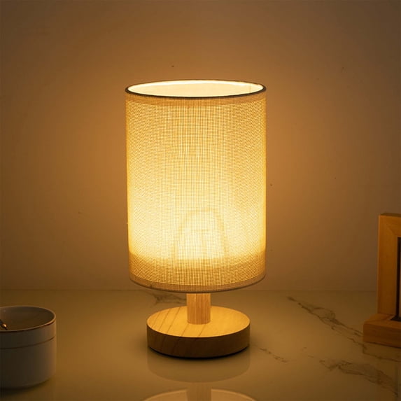 Table Lamp With Fabric Shade Dimmable Bedside Desk Lamp