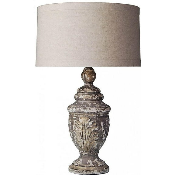 Table Lamp Wood Carved Hand-Carved